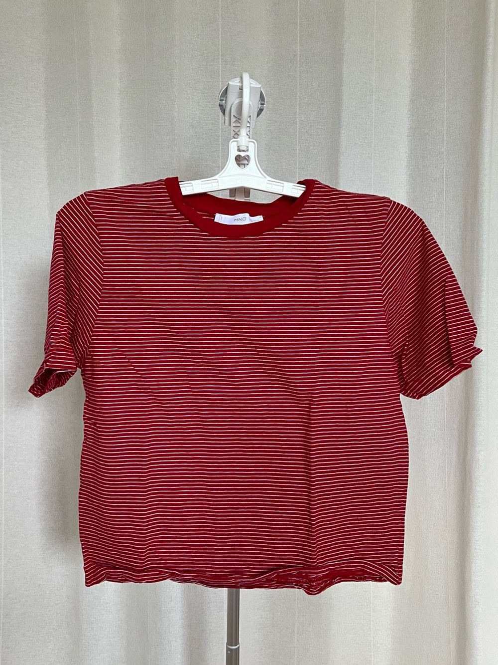 Mango Red and White Striped Short Sleeve Tee